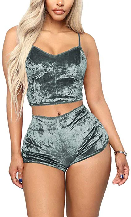 Брендовое Новое Женское нижнее белье сексуальное пижама бархатный топ набор