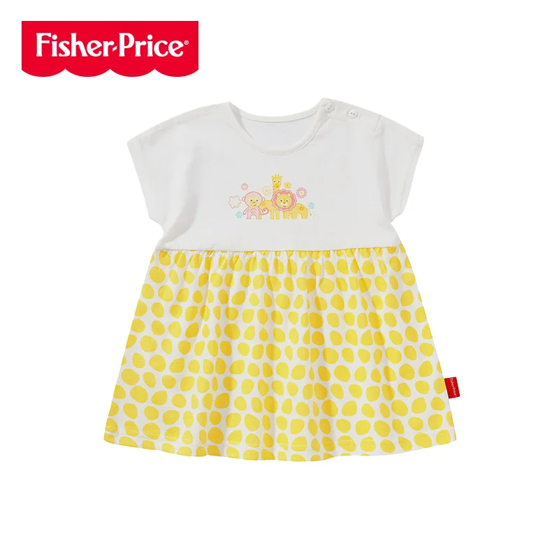 THREEGUN X Fisher-Price/платья для новорожденных девочек летние хлопковые платья для младенцев с героями мультфильмов дышащая детская одежда для девочек