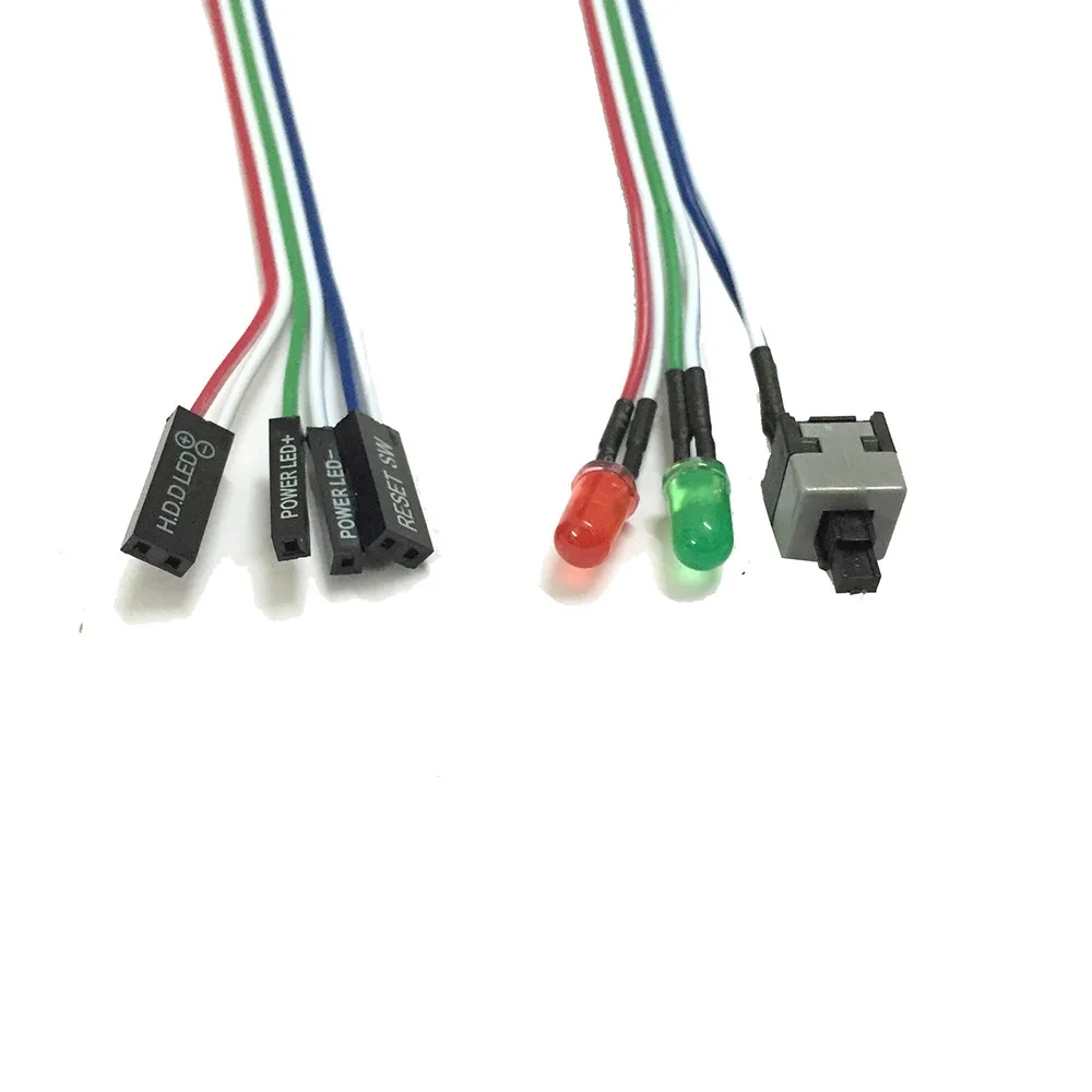 

ATX пк компьютер материнская плата мощность кабель переключатель вкл/выкл/Сброс светодиодный светильник кой 50 см Питание Сброс кабель перек...