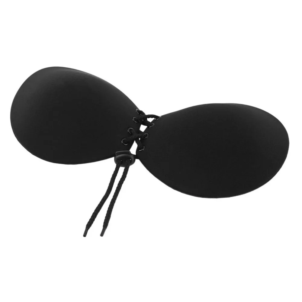 Женский самоклеящийся бюстгальтер без бретелек бандажный однотонный черного