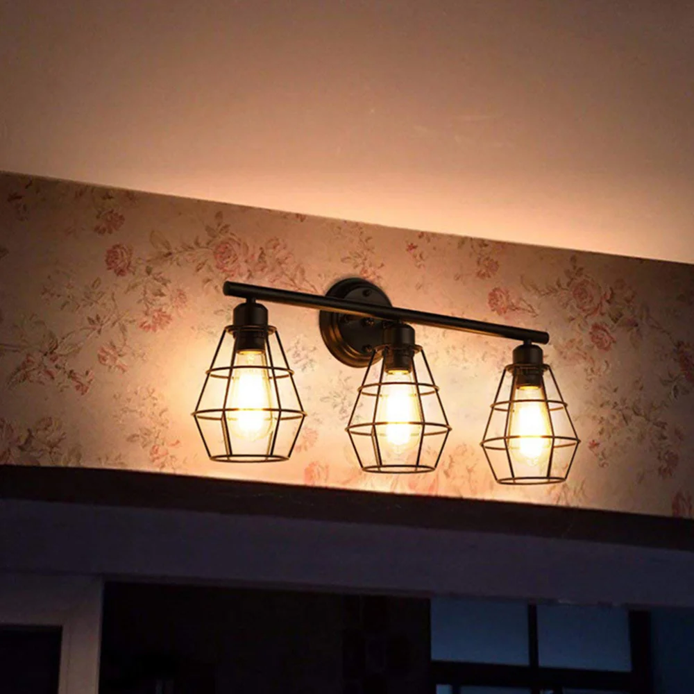 

1pc Vintage Wall Lamp Creative 3-head Vanity Light for Home Light Source