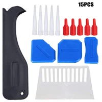 15pcs silicone remover caulk finisher sealant smooth scraper grout kit tools with seam tape plastic hand tools set accessory