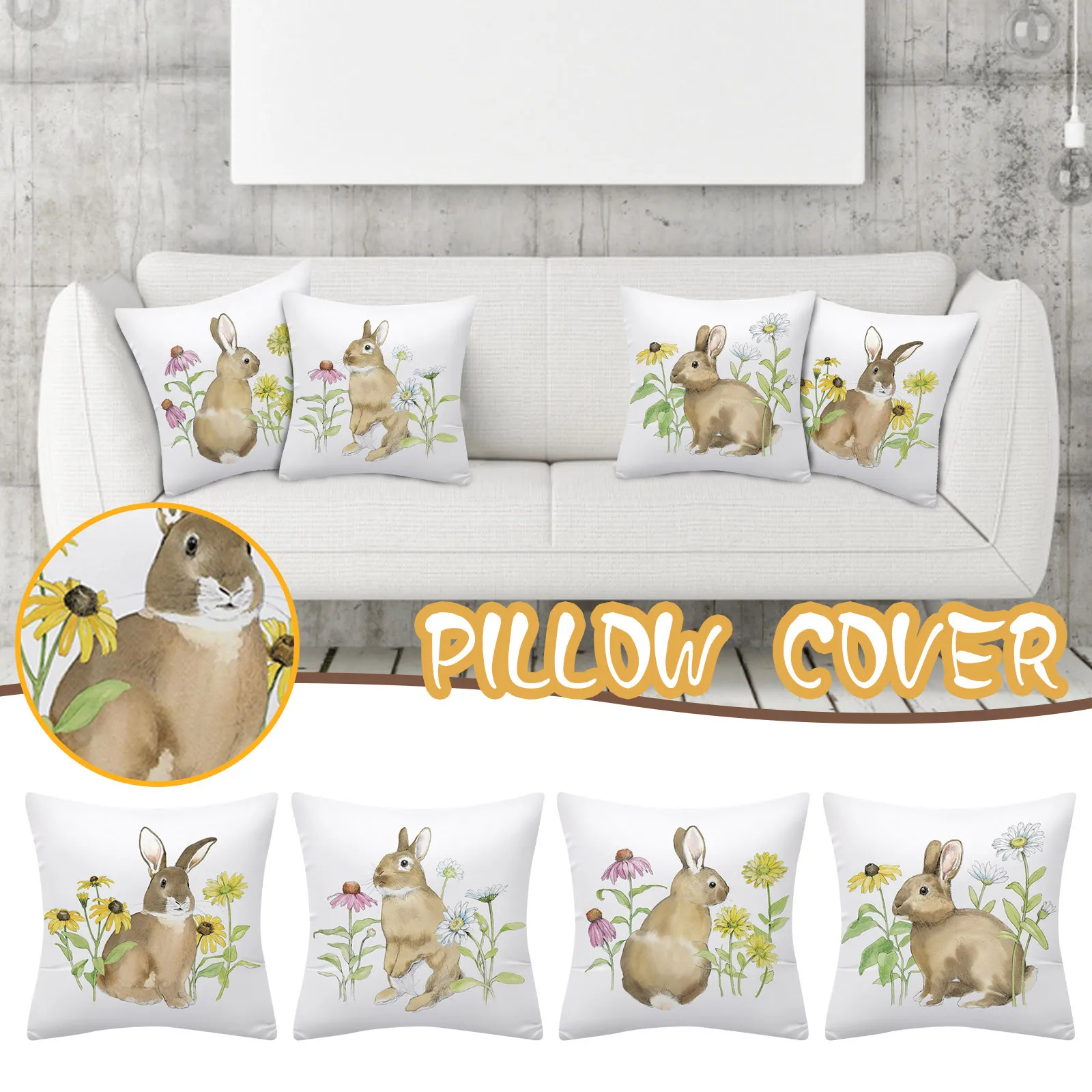 

4pcs Eggs Easter Cushion Cover Happy Easter Decorations For Home Sofa Decor Easter Party Pillow Case Supplies 45x45cm Pillow
