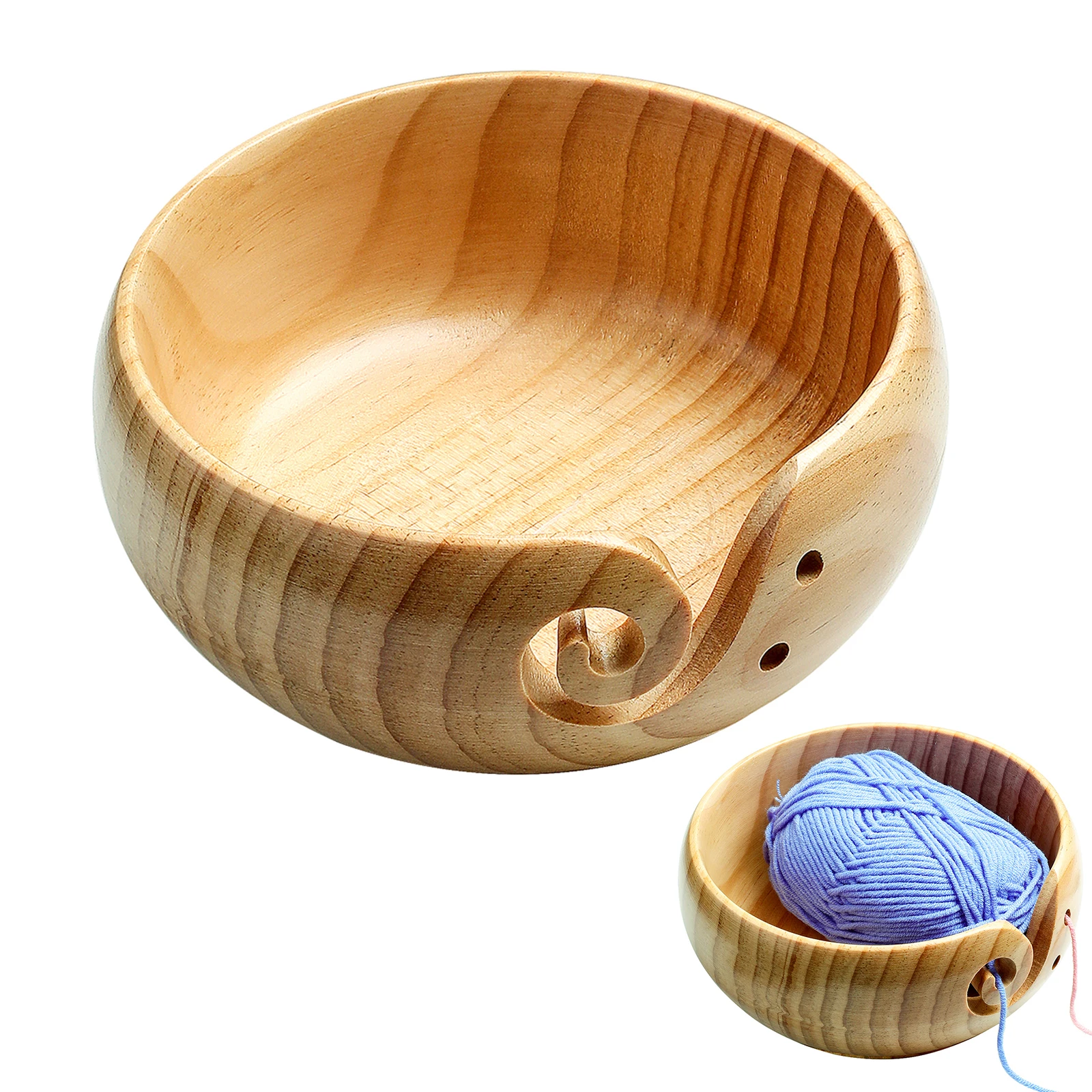 

Yarn Bowl Needlework Organizer 17cm*17cm Home Handmade Wooden Practical For Knitting Crocheting