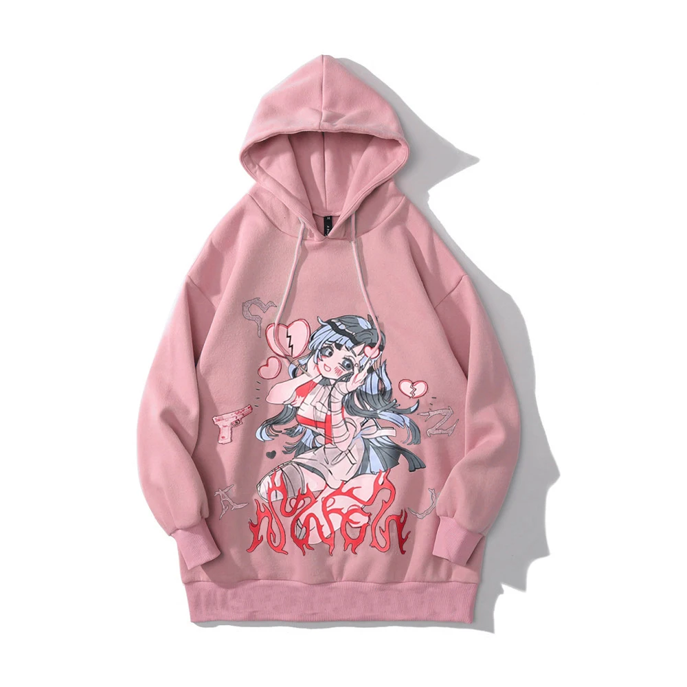 

Anime Print Oversized Hoodies Female Long Sleeve Women's Sweatshirt Y2K Aesthetic Autumn Winter Streetwear Hoodie Sweatshirt