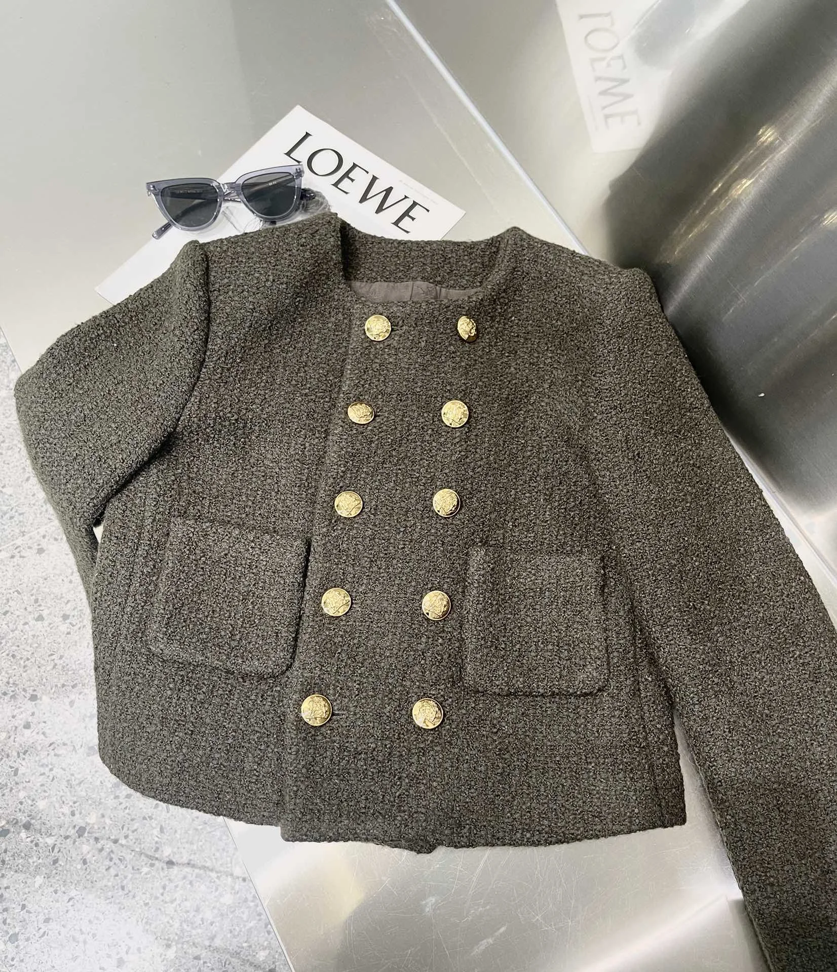 

Autumn Winter 2021 Vintage Tweed Jacket Women Clothes Double Breasted Long Sleeve Elegant Blazers Designer Brand Outwear Coat Za