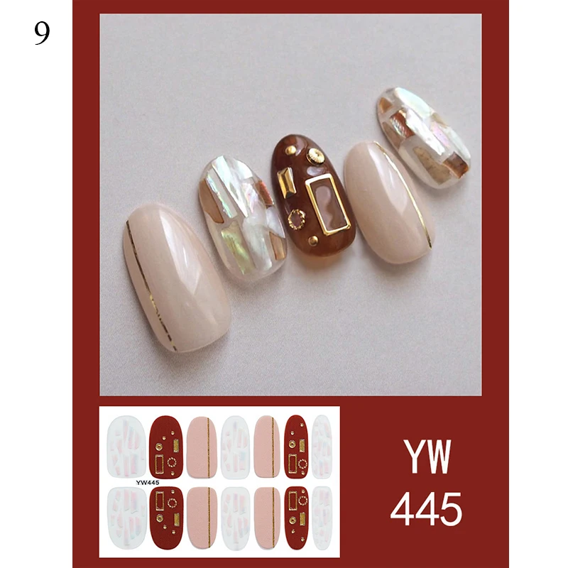

14 Tips Nail Sticker Sliders for Manicure Nail Full Wraps 3D Foils For Nails Shiny Self-Adhesive Full Cover Nail Art Decorations
