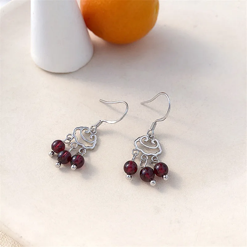 

925 Стерлинговое Серебро, винтажная кисточка, гранат, фотоэлемент для женщин и девушек, Свадебная вечеринка 2022, модные элегантные ювелирные и...