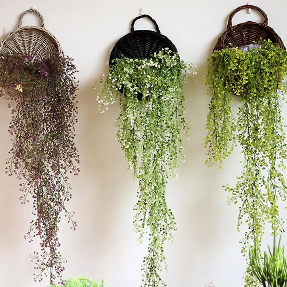 

Wall Hanging Natural Wicker Flower Basket Flower Pot Planter Rattan Vase Basket Home Garden Wall Decoration Storage Container