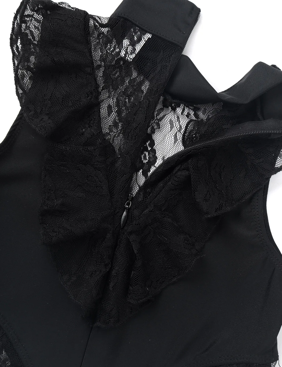 

Gymnastics Leotard for Girls Tutu Ballet Dress Sleeveless Ruffled Lace Splice Back Zipper Closure Ballet Dancewear Jumpsuit