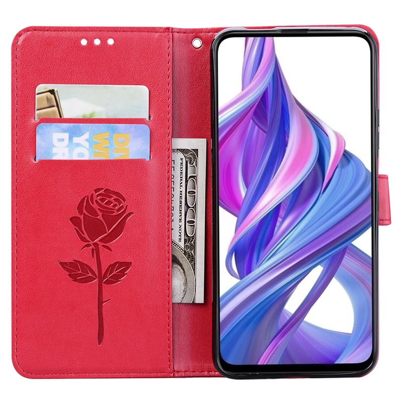Кожаный чехол бумажник с откидной крышкой для Huawei P30 P20 P10 P9 P8 Lite Flower Honor 9X 8X 7X 7A 7C 8A 8S