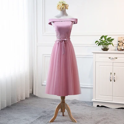 MNZ-9858Z# платье подружки невесты новые зимние рождественские платья средней длины с длинными рукавами г. Бледно-лиловый на шнуровке для девочек - Цвет: 611E