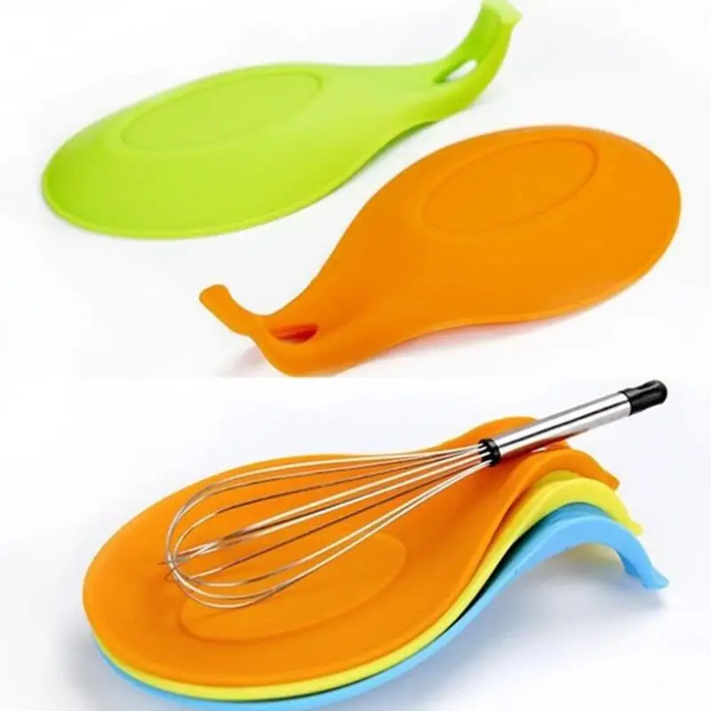 

New Resistant Silicone Spoon Rest Utensil Spatula whisk fork Holder mats pads Kitchen Table Tool LX9038