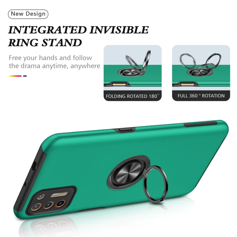 

Suitable for Motorola G9 Play Plus Power E7 Power G Play Stylus 2021 Anti-Drop Ring Car Holder Mobile Phone Case