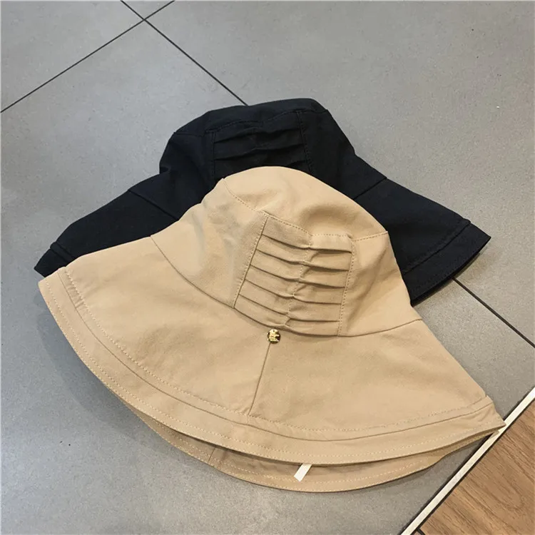 202104-YY  new japan style sunshade wind brim solid   lady bucket cap  women  fishermen hat