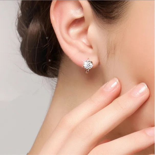 Модные женские серебряные серьги 925 пробы ювелирные изделия блестящий циркон