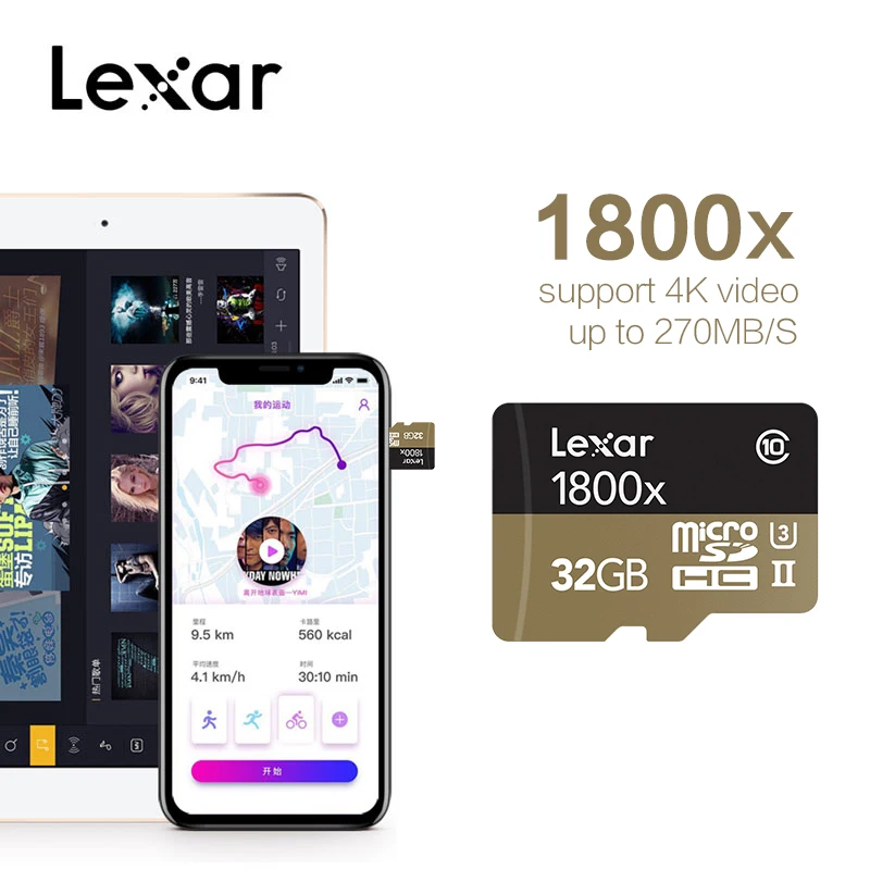 Lexar 1800X карты памяти 32 Гб 64 Гб Профессиональный микро SD карты Class10 UHS-II U3 SDHC/SDXC 270 МБ/с., мicro SD, TF карта