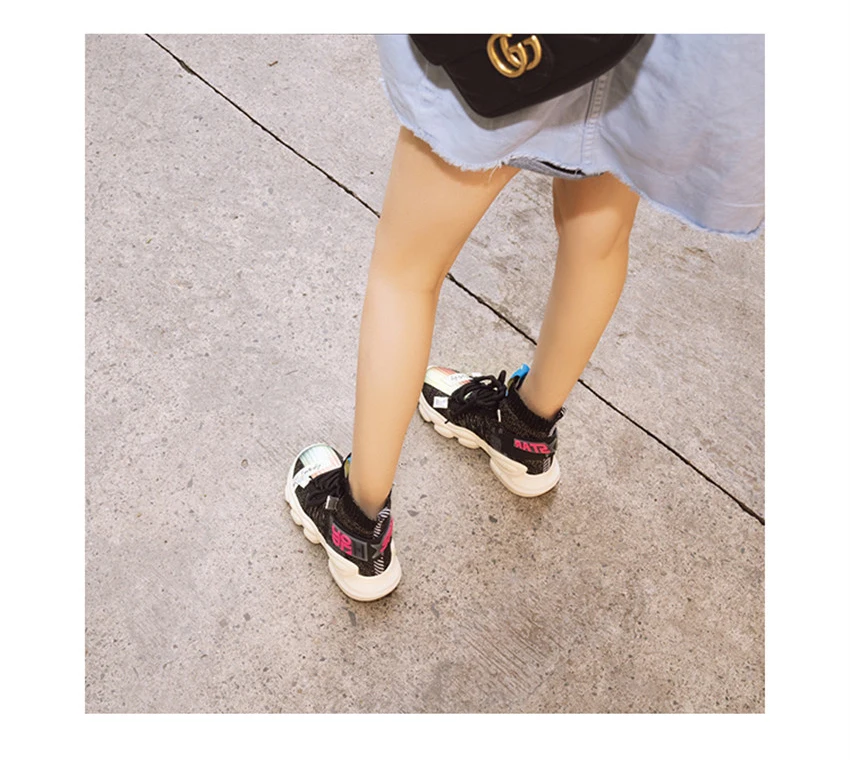 IGU/женские кроссовки; обувь на плоской платформе; tenis feminino; эластичные носки; флуоресцентная обувь с высоким берцем; женская обувь; большие размеры 41, 42