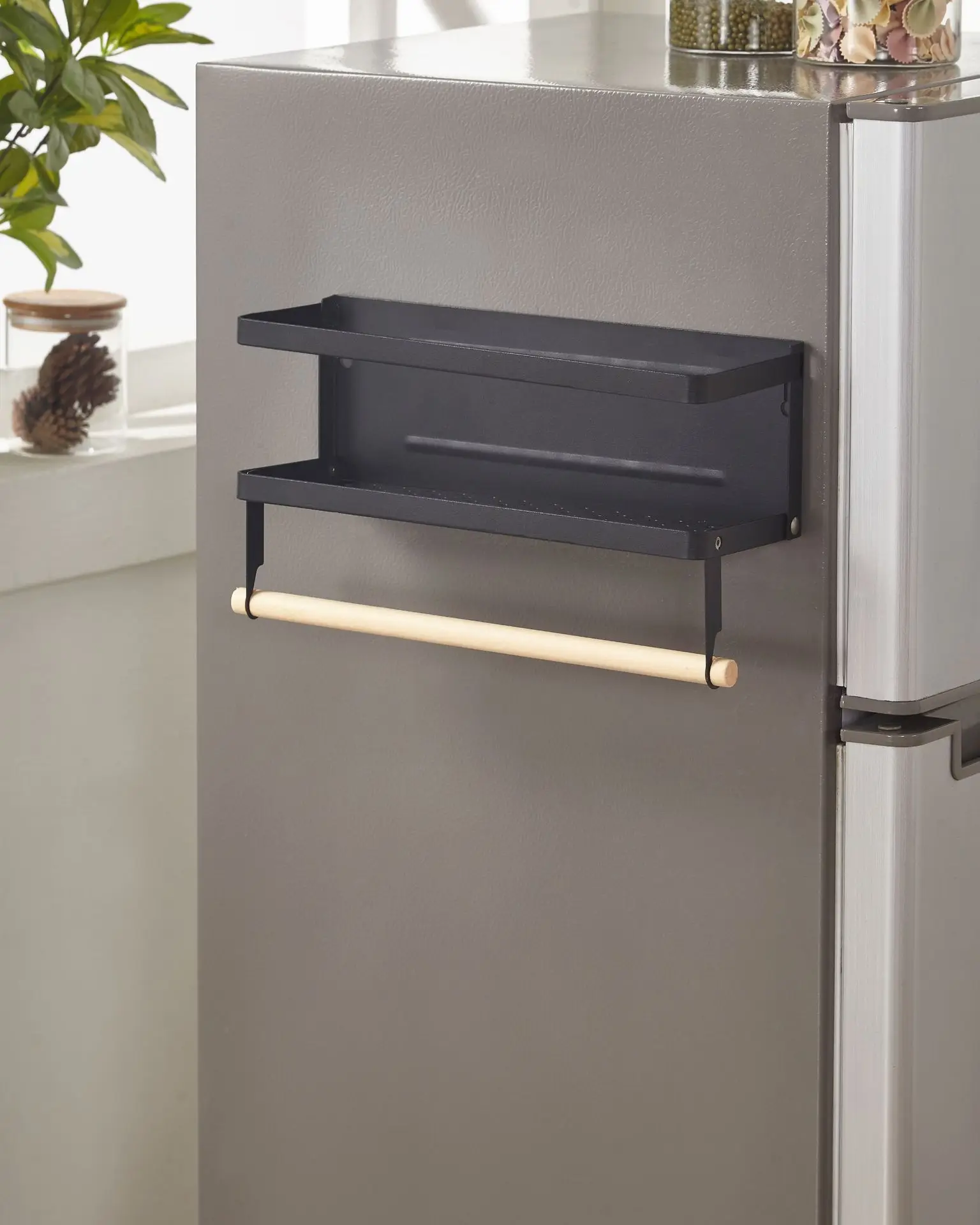 

RANO LT16 Super Wall-Mounted Folding Magnet Refrigerator Storage Rack For Kitchenware