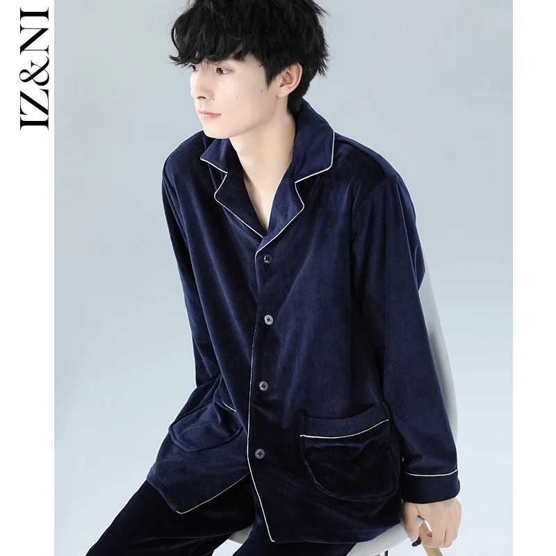 

★IIZZINI pajamas male long-sleeved coral fleece contracted flannel trousers of warm winter leisure wear suits