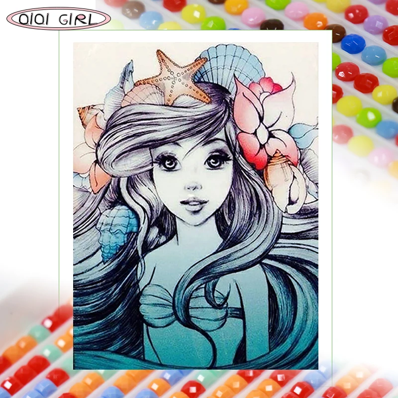 

QIQI GIRL new product full square round diamond painting kit anime cartoon princess embroidery mosaic handmade home decoration f