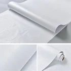 Самоклеящиеся настенные бумаги из ПВХ, виниловые водонепроницаемые рулонные обои белого цвета для мебели, дверей, рабочего стола, шкафов, гардероба