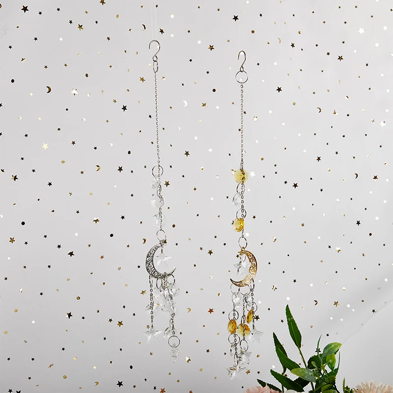 

Home Decor Crystal Pendant Sun Light Catcher Star Moon Pendant Wind Chime decoration room decor gift home decor modern