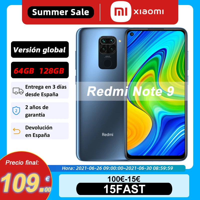 Смартфон Xiaomi Redmi Note 9 3 ГБ/4 ГБ 64 Гб/128 Восьмиядерный Helio G85 четыре задних камеры 48 МП 6