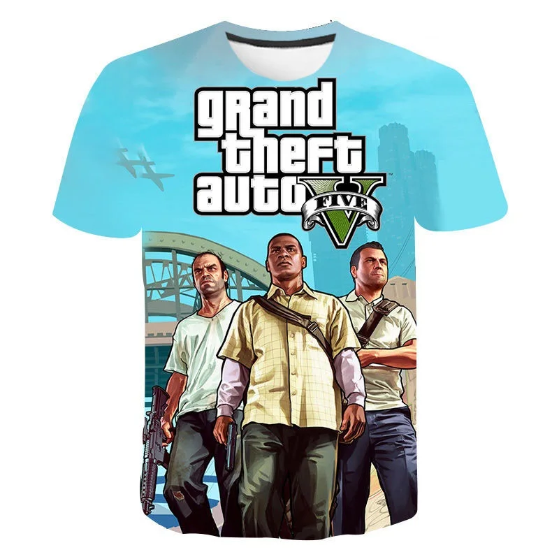 

Fashion Grand Theft Auto 4 Cool 3D printed T-shirt summer boys and girls short-sleeved boys and girls streetwear casual tops