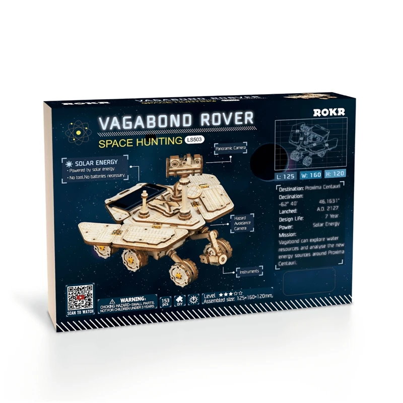 

DIY-KIT Moveable Spirit Rover Outdoor Solar Energy Toy 3D DIY Laser Cutting Wooden Model Building Kits Gift LS503