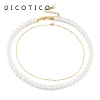 dicotico fashion all imitation pearl necklaces for women gold color stainless steel mujer wedding choker jewelry accessories