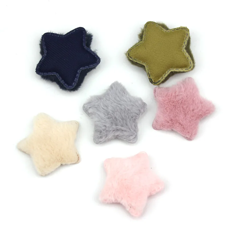 Mix colors 12 шт., 5 см, пушистые Аппликации в форме звезды для детских поделок, заколки для волос "сделай сам", нашивки ручной работы, украшения для головных уборов - Цвет: Mix colors