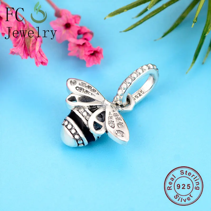 FC Jewelry оригинальный брендовый браслет с подвесками серебро 925 пробы черная эмаль