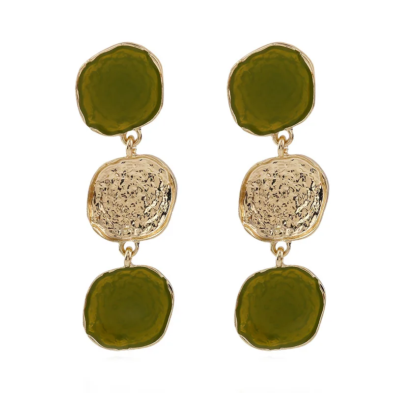 

Simple Enamel Round Drop Earrings for Women Korean Fashion Irregular Geometric Dangle Earrings Vintage Jewelry Female Gift