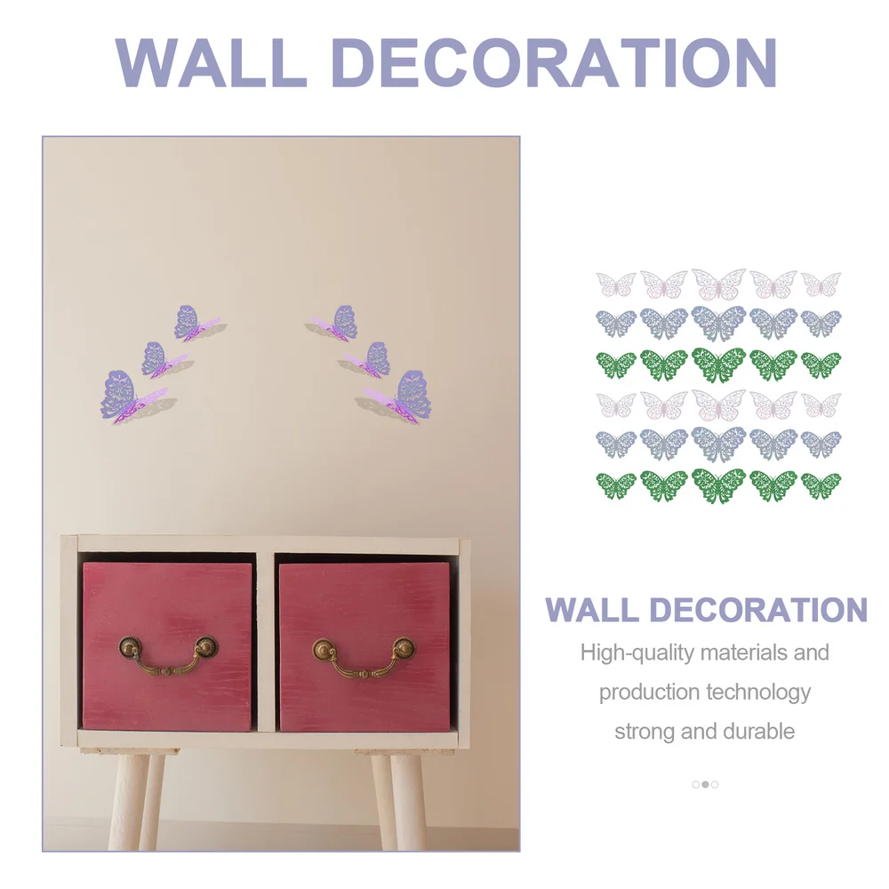 

36Pcs Delicate Wall Stickers 3D Hollow Decals Bedroom Decoration