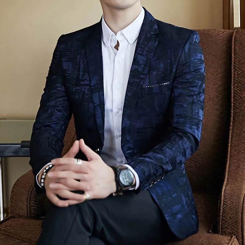 Темно-синий мужской костюм, пиджак, мужской деловой пиджак, блейзер de soireue homme heren colberts blezer masculino juventude