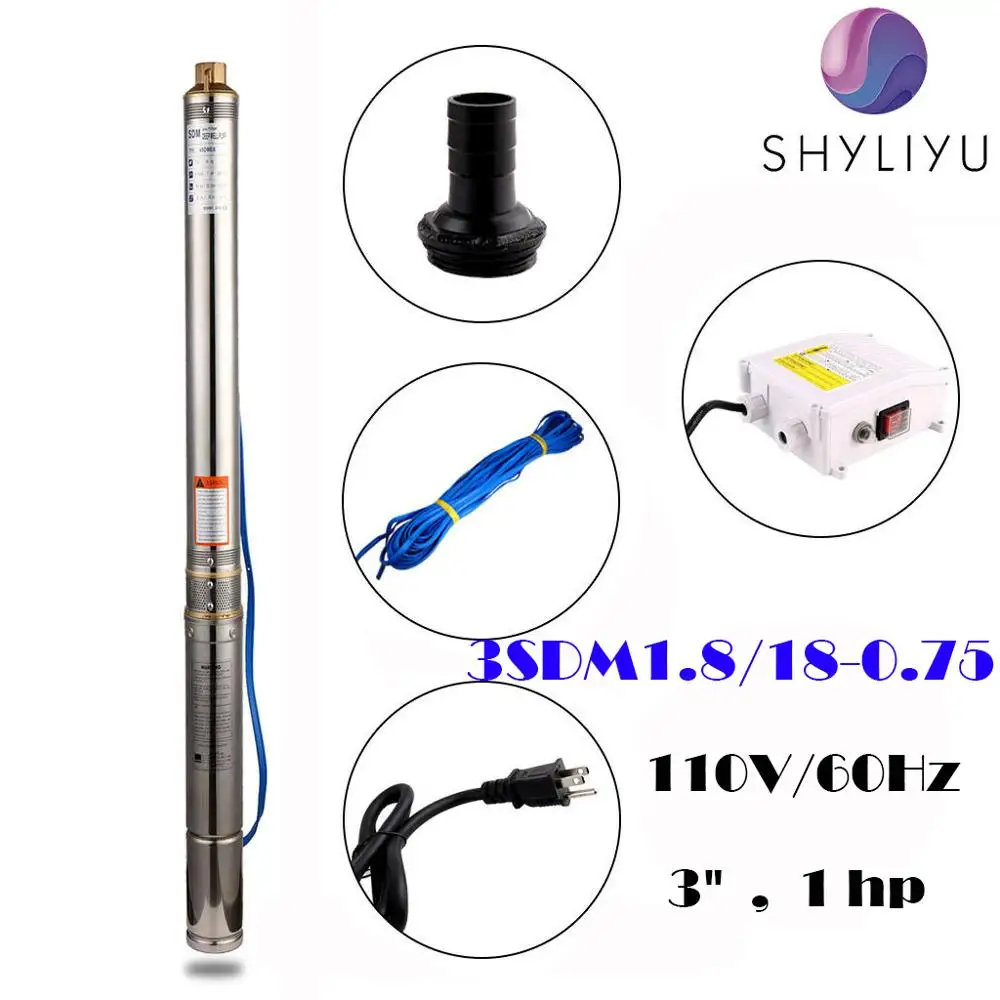 Погружной глубоководный насос SHYLIYU 3 дюйма 1 л.с. 110 В 116 в 18 шт. рабочее колесо м м³/ч