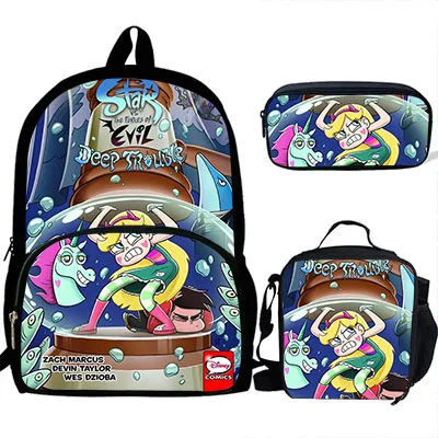 T9050 3PS Customized Cartoon star vs the forces of evil Print Backpack For Girls Boys Schoolbag Children Luch Bag Kids pencil bag - Цвет: T9050