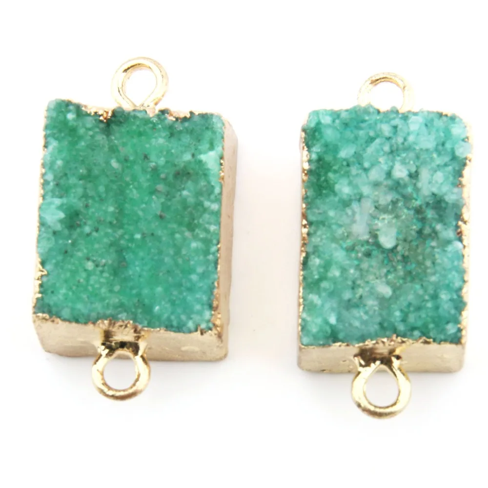 Кулон из натурального камня квадратный хрустальный кластер Соединитель с двумя