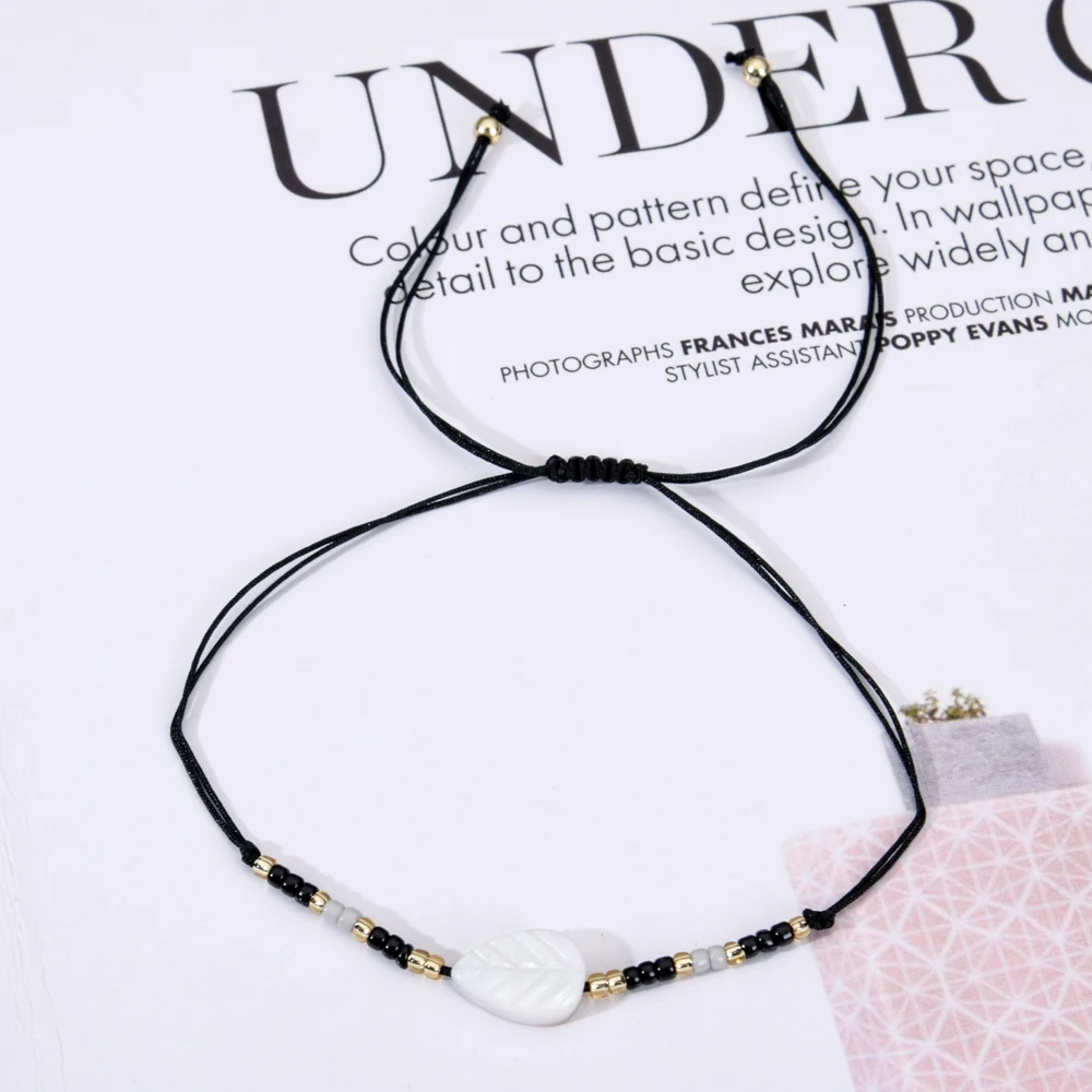 12 шт./лот Набор браслетов с подвеской в виде листьев для пар Женский вязаный