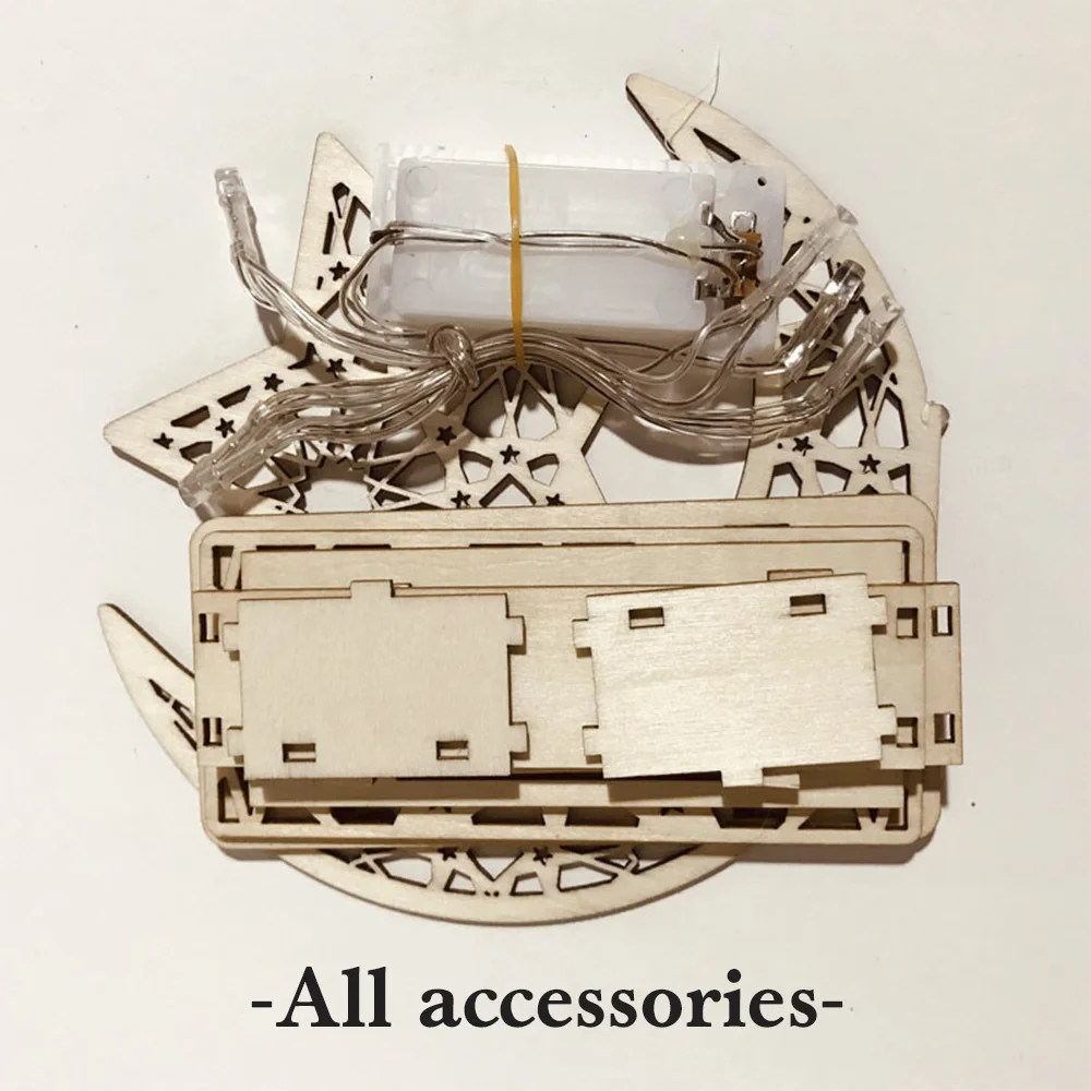 

Moon Star Eid Ramadan Decorations lights Eid Mubarak Decor For Home Islam Muslim Party Supplies Wooden Pendant Light