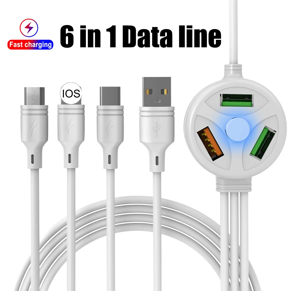 

6 in 1 Type C USB Cable PD Fast Charging Cable Charger Cord for iPhone Android Smartphones type c usb cable 6 in 1 charger