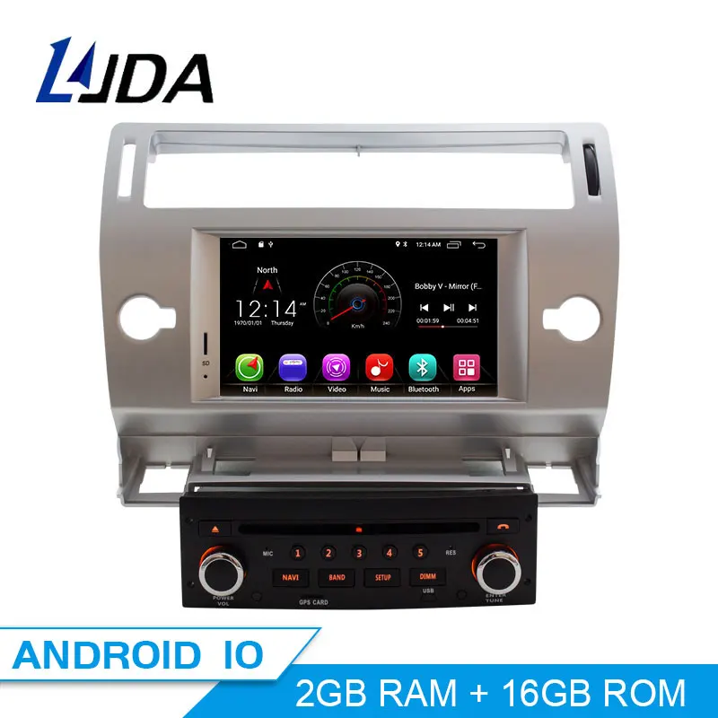 Автомобильный DVD плеер LJDA 1 Din 7 дюймов Android 10 для Citroen C4 Quatre Triumph Wi Fi GPS радио 2G RAM