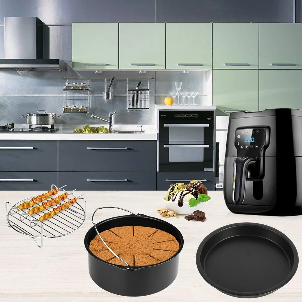 

10pcs/set 7 / 8 Inch Air Fryer Accessories Fit for Philips COSORI Tower Fit all Airfryer 3.5-5.2QT Kitchen Bakeware Cake Tools