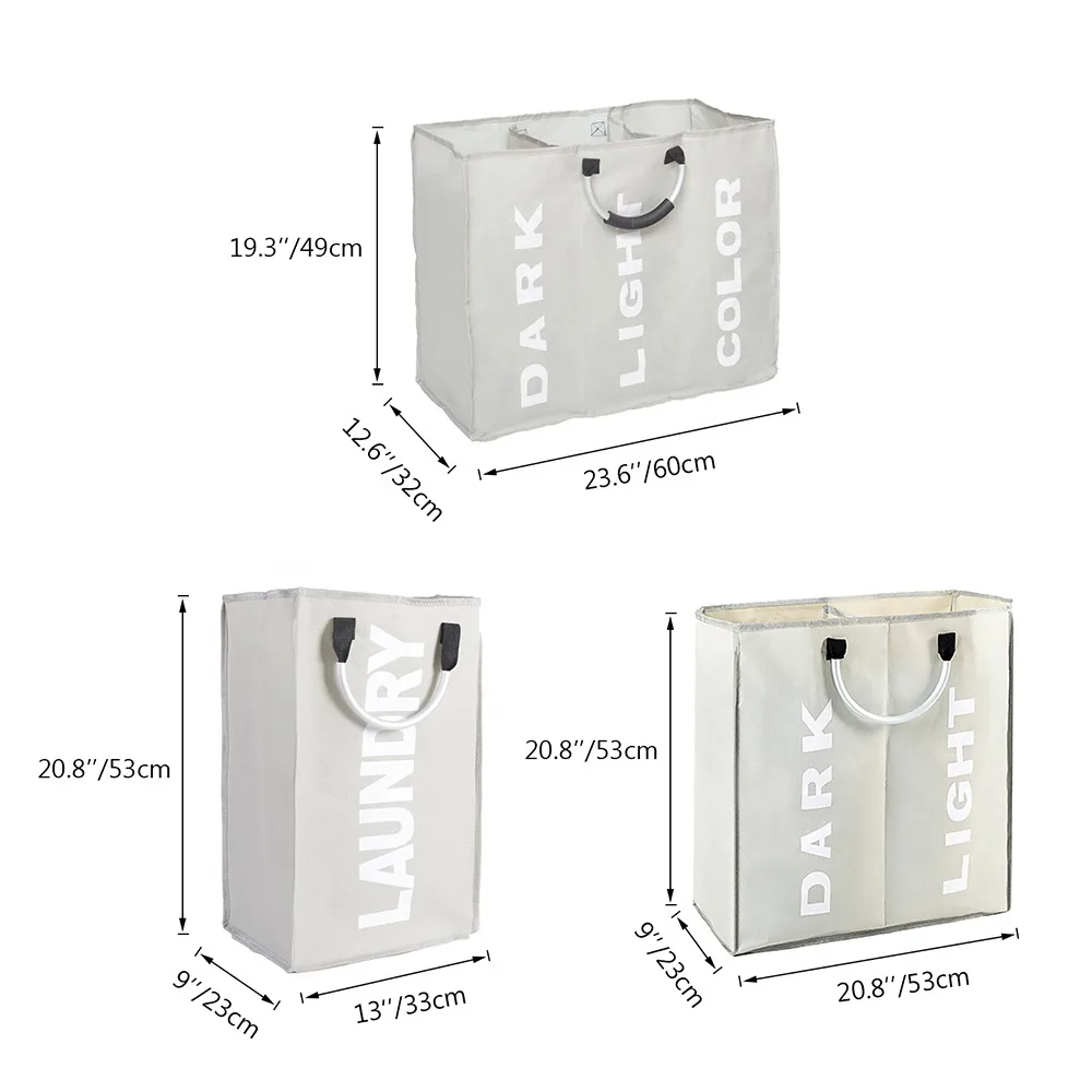 

New 3 Sizes Foldable Laundry Basket Large Dirty Laundry Basket Hamper Sorter Oxford Cloth Dirty Clothes Bag with Aluminum Handle