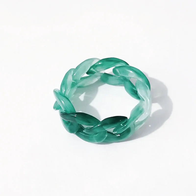 

Vintage Colorful Acrylic Chain Ring Female Fashion Leopard Print Acetate Rings For Women Jewelry Accessories
