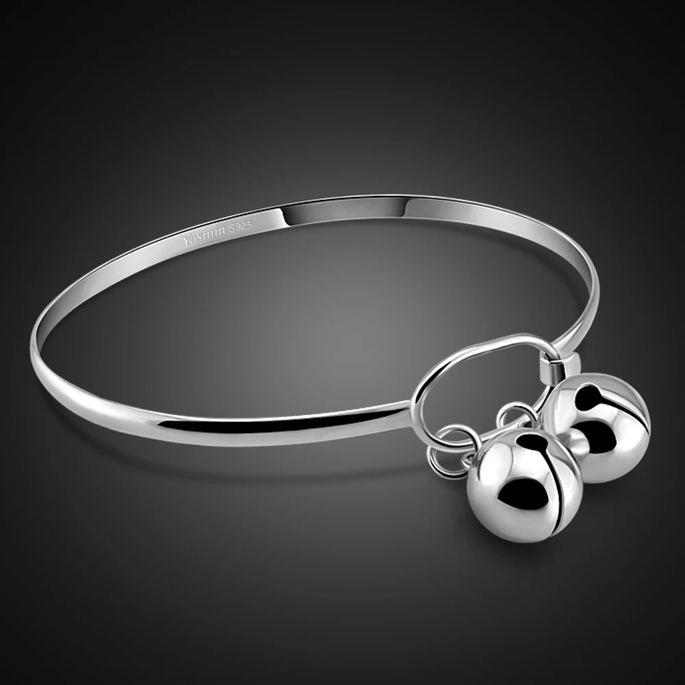 

Brand Jewelry Authentic 100%925 Sterling Silver Bracelets & Bangles Cute Bell Pendant Charm Bracelet For Women& Girl Gift