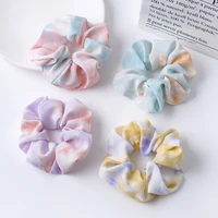 4 color tie dyed fabric scrunchies hair rings ropes ties women girls elastic rubber bands ponytail holder headdress headwear