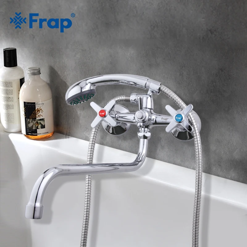 frap wall mounted bathtub faucet outlet pipe brass surface spray painting handheld shower head 7 colors bathroom faucet set free global shipping