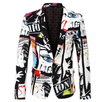 2021 new mens fashion suit party coat casual slim fit blazer buttons suit 3d floral print painting blazers jacket men